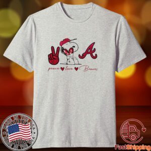 Snoopy Atlanta Braves Peace Love Braves Tee Shirt