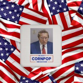 Donald Trump Mugshot Re-Elect Cornpop One Bad Dude Sticker