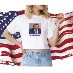 Donald Trump Mugshot Re-Elect Cornpop One Bad Dude Tankaneo Women Half Sleeve Cropped T Shirt
