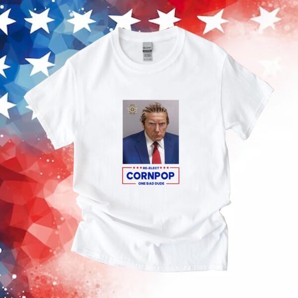 Donald Trump Mugshot Re-Elect Cornpop One Bad Dude V-neck T-Shirt