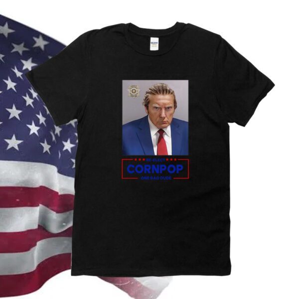 Donald Trump Mugshot Re-Elect Cornpop One Bad Dude Kid Shirt