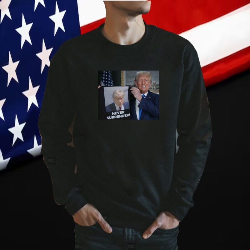 Donald Trump Mugshot Never Surrender Trump Shows Off 2024 T-Shirt