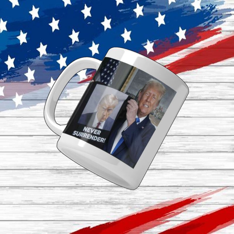 Trump Shows Off Trump Mugshot Never Surrender Mug