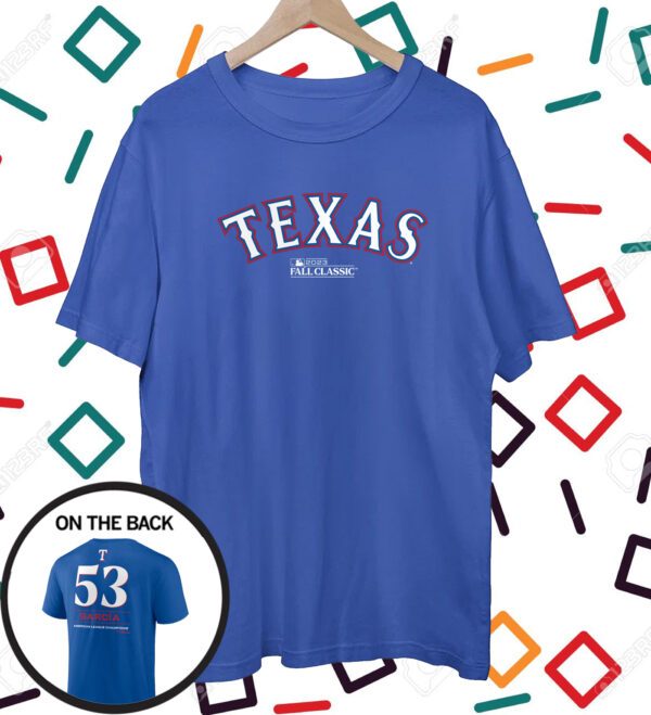 Adolis Garcia Texas Rangers Fanatics Branded 2023 American League Champions Player Name & Number Tshirt