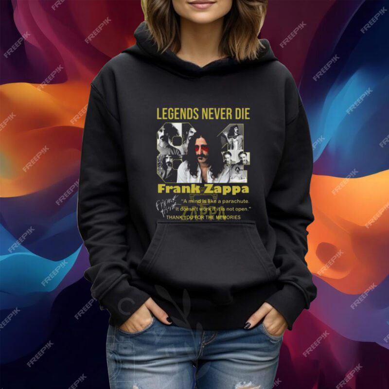 Legends Never Die Frank Zappa Thank You For The Memories Tshirt