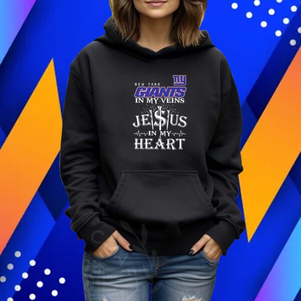 New York Giants In My Veins Jesus In My Heart Tshirt