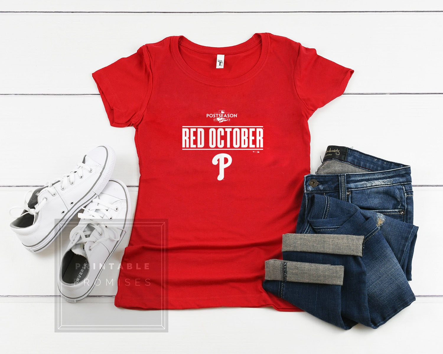 Phillies Red Take October 2023 V-neck Shirt - HollyTees