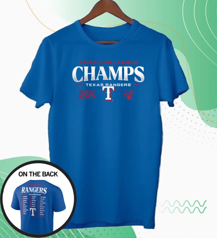 Texas Rangers Fanatics Branded 2023 American League Champions Roster Tshirt