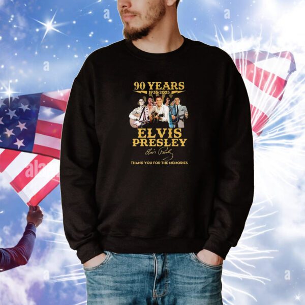 90 Years 1935 – 2025 Elvis Presley Thank You For The Memories Hoodie Shirts