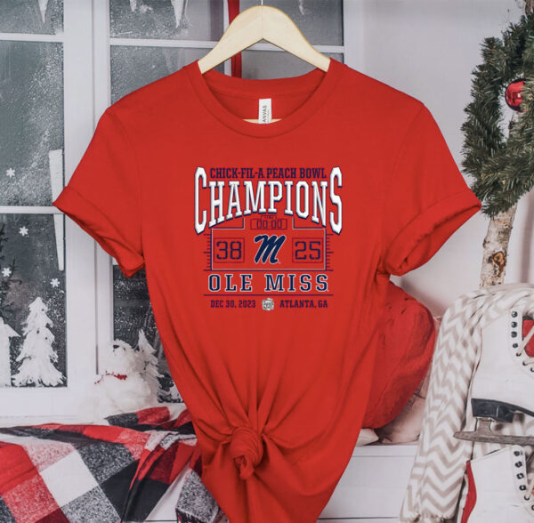 Ole Miss Rebels 2023 Peach Bowl Champions Score T-Shirt