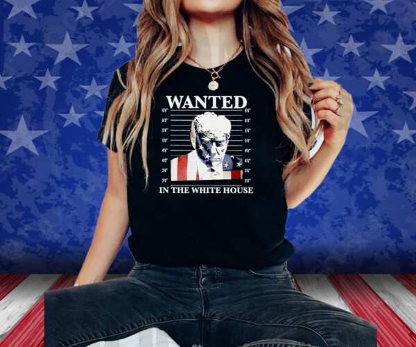 Wanted In The White House Donald Trump Us Flag Mugshot ShirtS