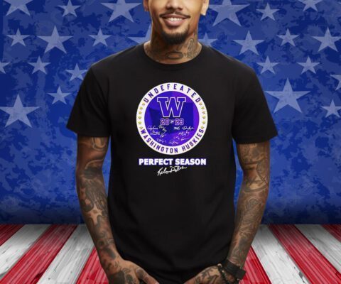 Washington Huskies 2023 Undefeated Perfect Season Signatures T-Shirt