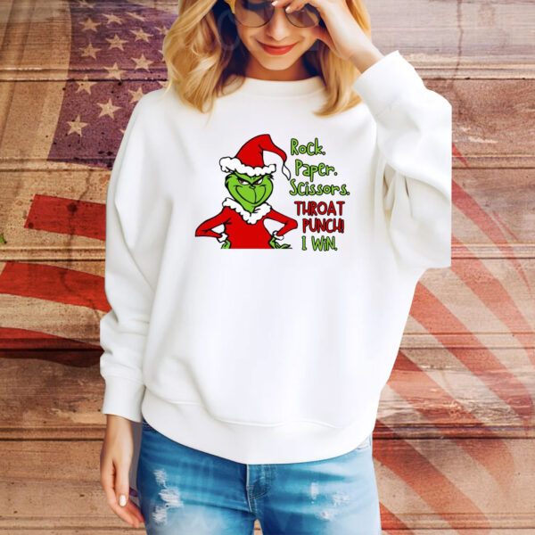 rinch Rock Paper Scissor Throat Punch I Win Christmas Grinch SweatShirt