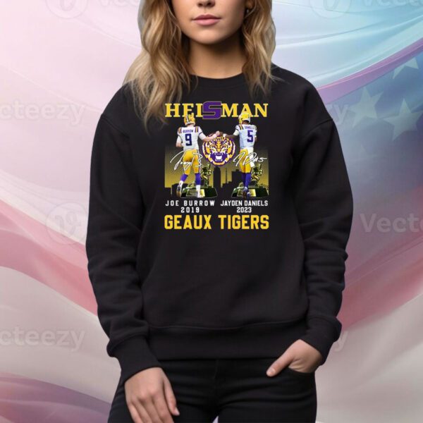 LSU Tigers Heisman Joe Burrow 2019 – Jayden Daniels 2023 Geaux Tigers SweatShirt