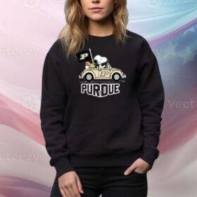 Snoopy and Woodstock Driving Car Purdue Boilermakers SweatShirt