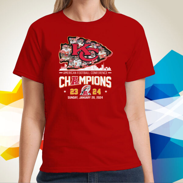 Kansas City Chiefs American Football Conference Champions 23 24 Sunday, January 28, 2024 T-Shirts