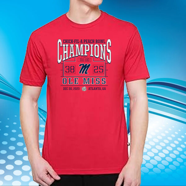 Ole Miss Rebels 2023 Peach Bowl Champions Score T-Shirts