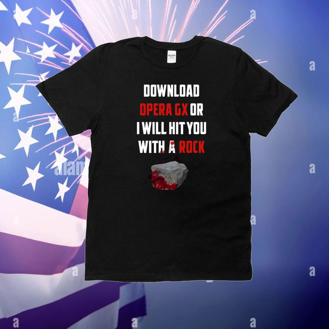 Download Opera Gx Or I Will Hit You With A Rock T-Shirt