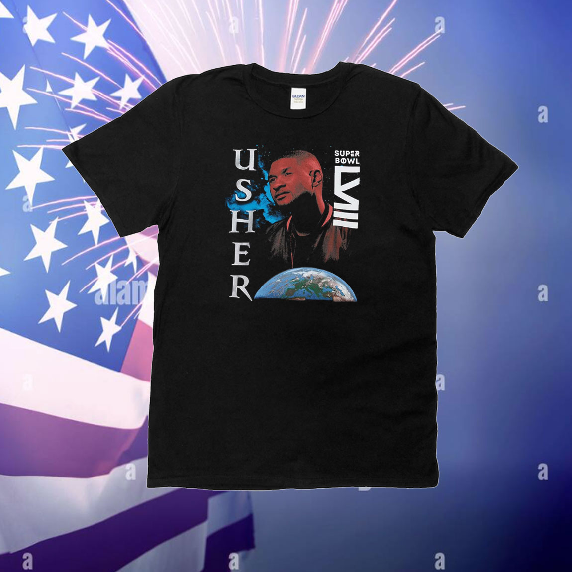 Usher Super Bowl Lviii Collection Mitchell Ness Worldwide T-Shirt