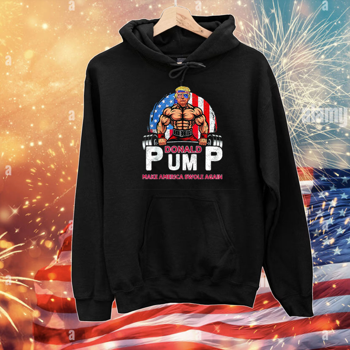 Donald Pump Swole America t-rump Weight Lifting Gym Fitness T-Shirts
