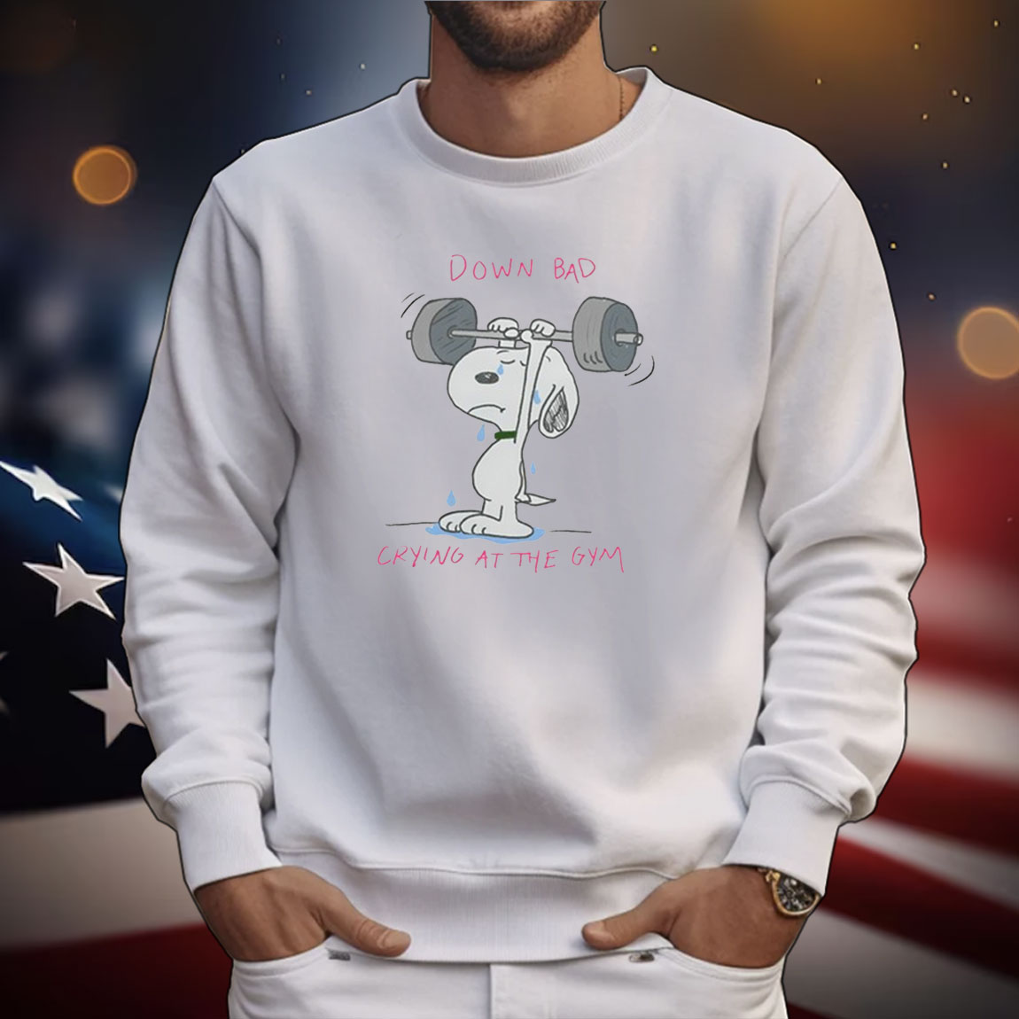 Snoopy Down Bad Crying At The Gym Tee Shirts