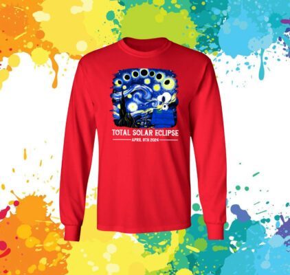Snoopy and Woodstock Total Solar Eclipse 2024 Long Sleeve Tee Shirt