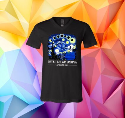 Snoopy and Woodstock Total Solar Eclipse 2024 V-Neck Shirt
