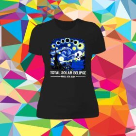 Snoopy and Woodstock Total Solar Eclipse 2024 Womens Tee Shirt