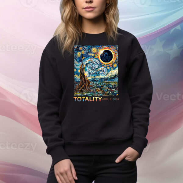 Solar Eclipse 2024 Starry Night Vincent Van Gogh Art Hoodie TShirt