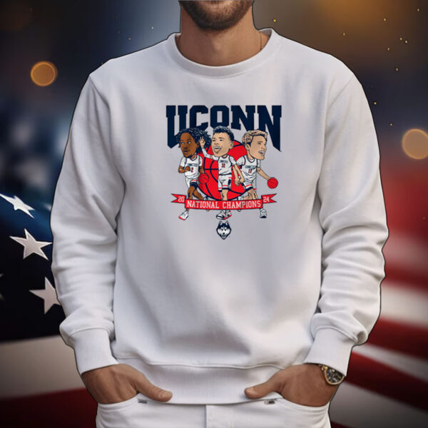 UConn Men's Basketball: 2024 National Champions Caricatures T-Shirts