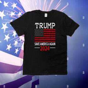 USA Flag 2024 Trump Save America Again T-Shirt