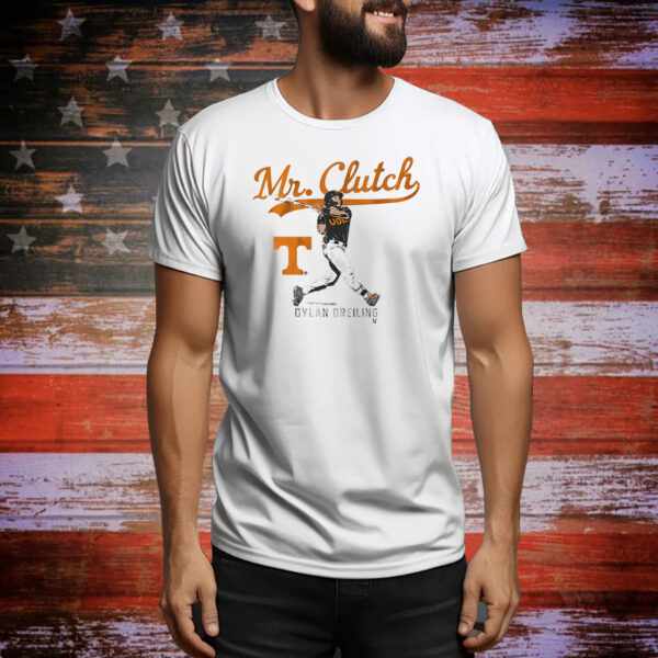 Official Tennessee Vols Baseball Dylan Dreiling Mr. Clutch Artwork Tee Shirt