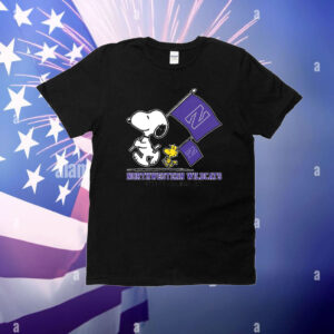 Snoopy Northwestern Wildcats Road To Oklahoma City flag T-Shirt