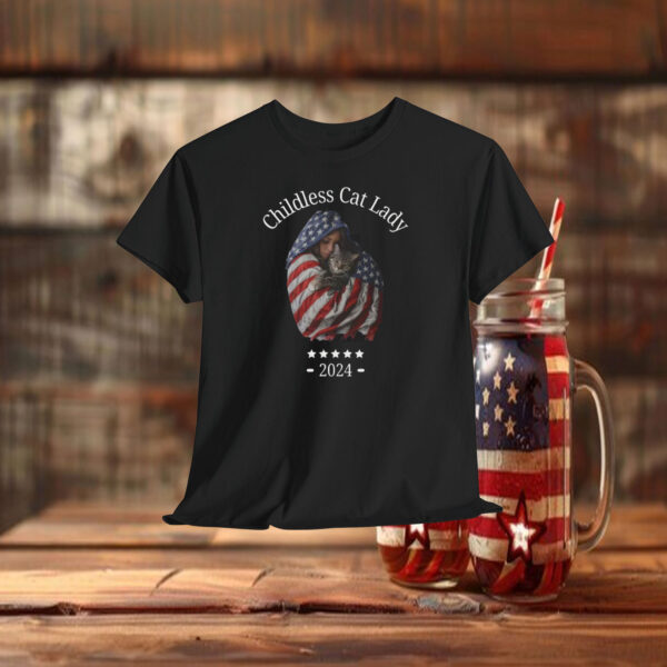 Childless Cat Lady 2024 American Flag Patriotic Shirt