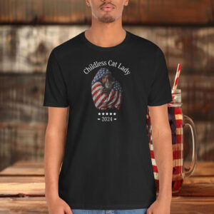 Childless Cat Lady 2024 American Flag Patriotic Shirt