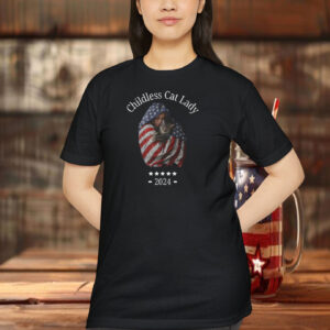 Childless Cat Lady 2024 American Flag Patriotic Shirt