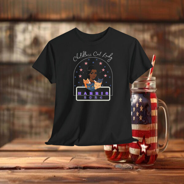 Childless Cat Lady Harris 2024 American Flag Patriotic Shirt