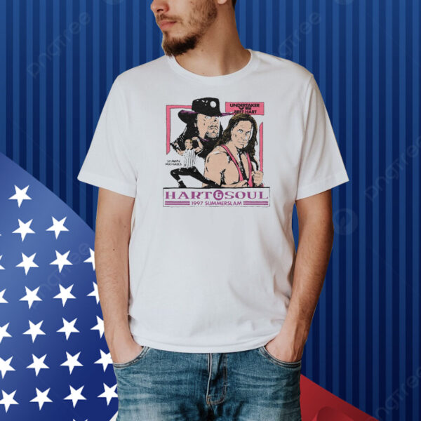 Official SummerSlam 1997 The Undertaker Vs Bret Hart Hart and Soul Shaw Michaels Shirt