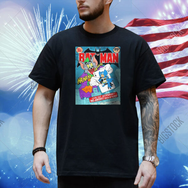 Official Tom And Jerry Batman Comic 2024 Look Out Gotham The Jokers Back In Town Vintage Shirt