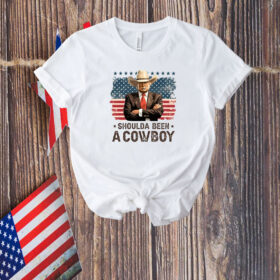 Shoulda Been A Cowboy Funny Trump 2024 Png, 4th of July Trump Png T-Shirt