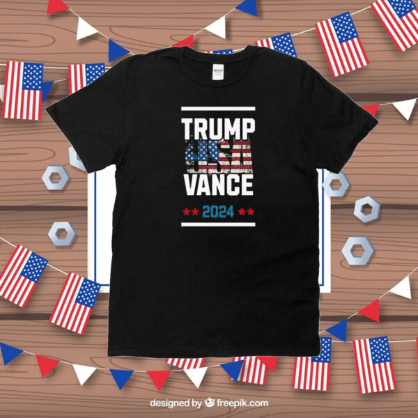 Trump Vance 2024 American USA Flag T-Shirt