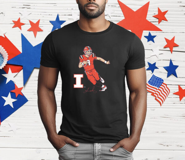 Illinois Football Luke Altmyer Superstar Pose T-Shirt