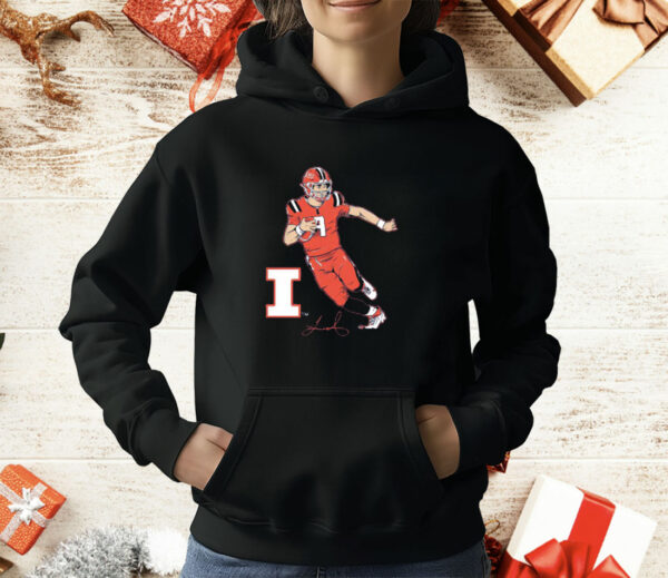 Illinois Football Luke Altmyer Superstar Pose T-Shirt