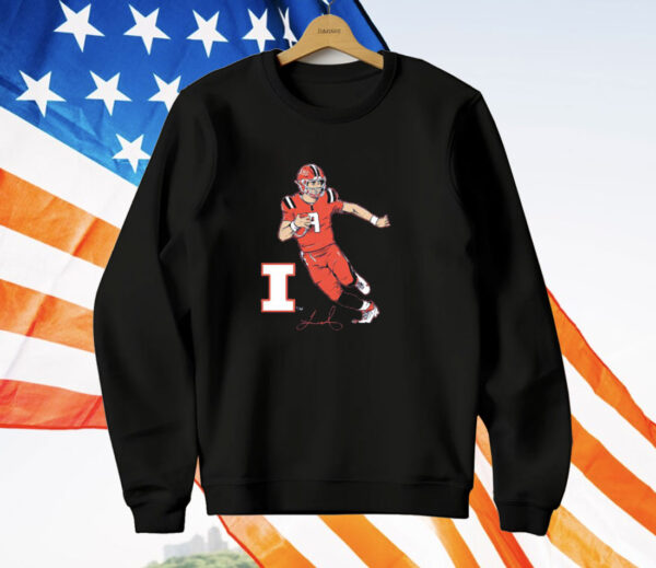 Illinois Football Luke Altmyer Superstar Pose T-Shirt