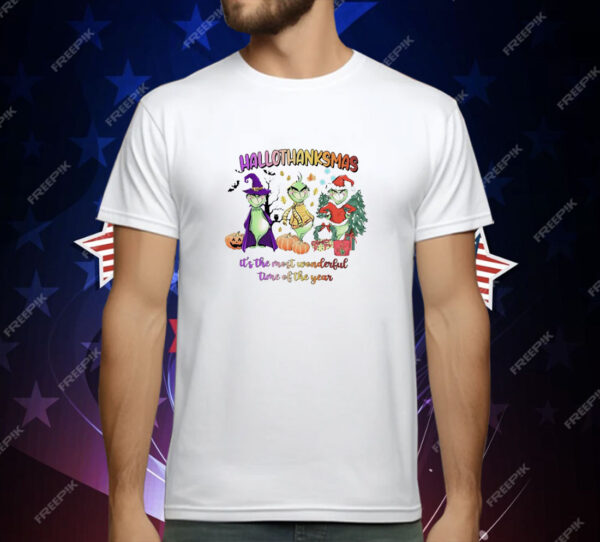 The Grinch Hallothanksmas It's the Most Wonderful Time of the Year Christmas T-Shirt