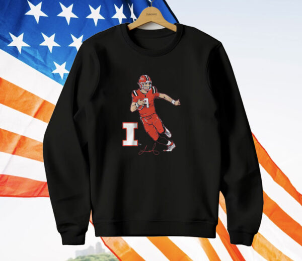 Illinois Football Luke Altmyer Superstar Pose T-Shirt