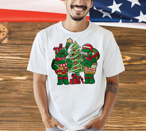 Teenage Mutant Ninja Turtles decorating their Christmas tree Shirt