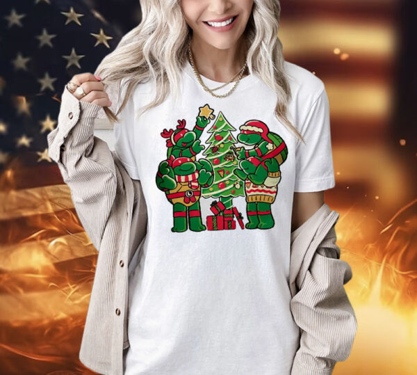 Teenage Mutant Ninja Turtles decorating their Christmas tree Shirt