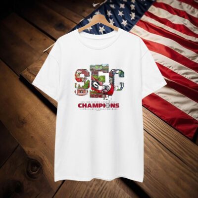 Georgia Bulldogs 2024 SEC Football Conference Champions Score Mascot T-Shirt
