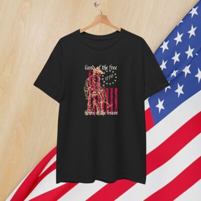 Land Of The Free Home Of The Brave 1776 America Flag T-Shirt